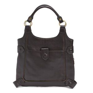 AMERILEATHER Dark Brown Leather Judelle Universal Shoulder Bag
